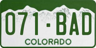 CO license plate 071BAD
