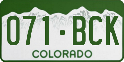 CO license plate 071BCK