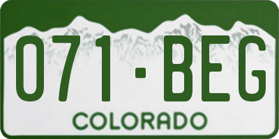 CO license plate 071BEG