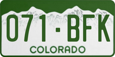 CO license plate 071BFK
