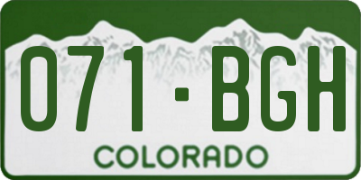 CO license plate 071BGH