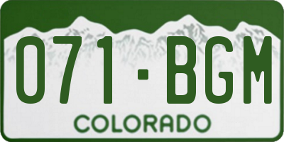 CO license plate 071BGM