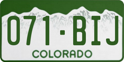 CO license plate 071BIJ