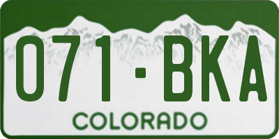 CO license plate 071BKA