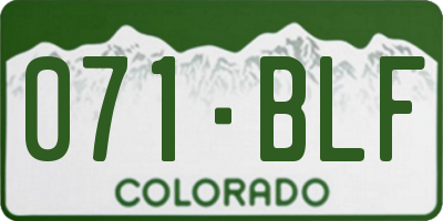 CO license plate 071BLF