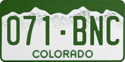 CO license plate 071BNC
