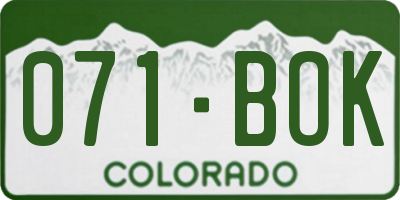 CO license plate 071BOK