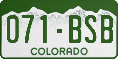 CO license plate 071BSB