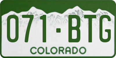 CO license plate 071BTG