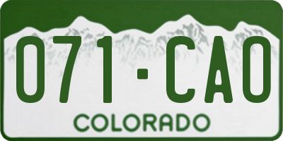 CO license plate 071CAO