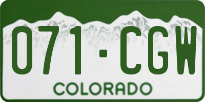 CO license plate 071CGW