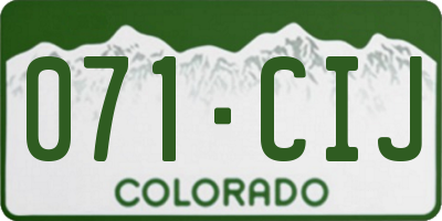 CO license plate 071CIJ