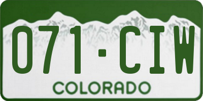 CO license plate 071CIW