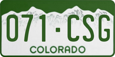 CO license plate 071CSG