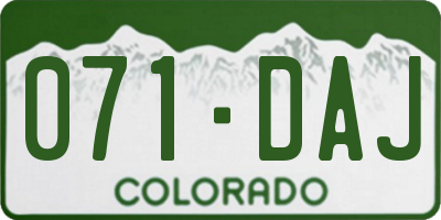 CO license plate 071DAJ