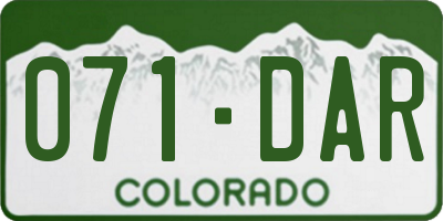 CO license plate 071DAR