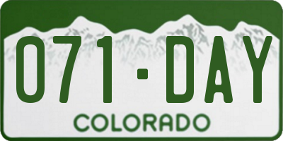 CO license plate 071DAY