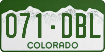 CO license plate 071DBL
