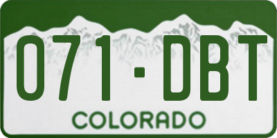 CO license plate 071DBT
