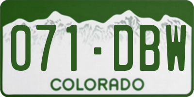 CO license plate 071DBW