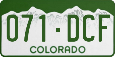 CO license plate 071DCF