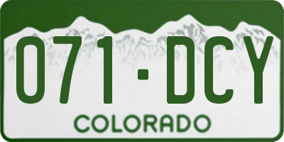 CO license plate 071DCY