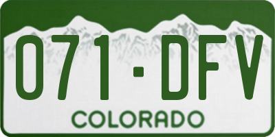CO license plate 071DFV
