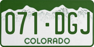 CO license plate 071DGJ