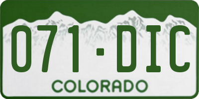 CO license plate 071DIC