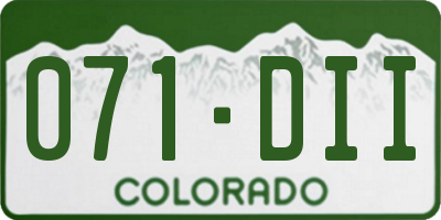 CO license plate 071DII