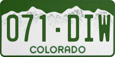 CO license plate 071DIW
