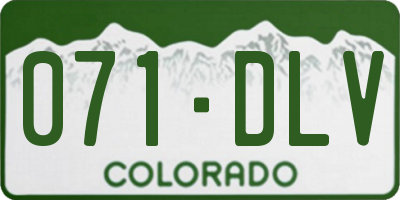 CO license plate 071DLV
