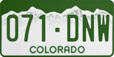 CO license plate 071DNW