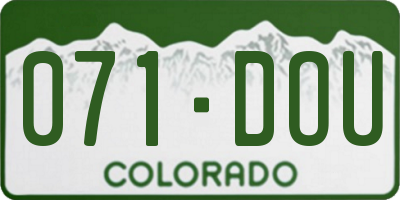 CO license plate 071DOU