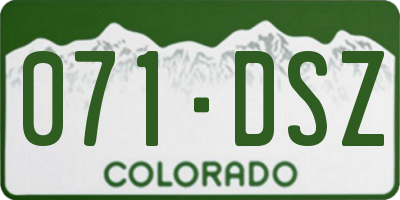 CO license plate 071DSZ