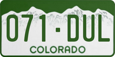 CO license plate 071DUL