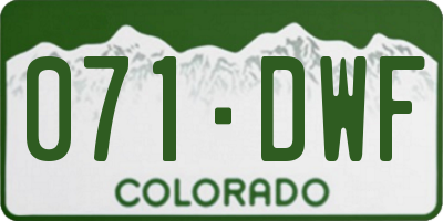 CO license plate 071DWF