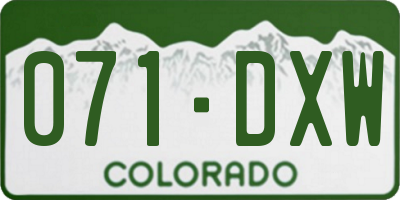 CO license plate 071DXW