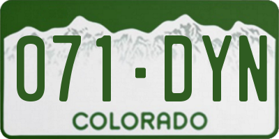 CO license plate 071DYN