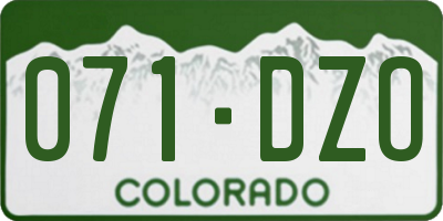 CO license plate 071DZO