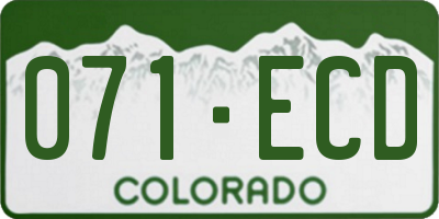 CO license plate 071ECD