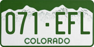 CO license plate 071EFL