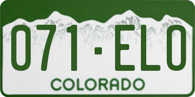 CO license plate 071ELO