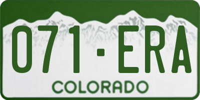 CO license plate 071ERA