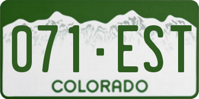 CO license plate 071EST