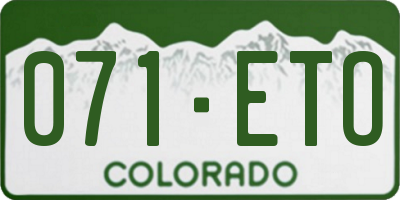 CO license plate 071ETO
