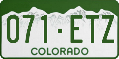 CO license plate 071ETZ