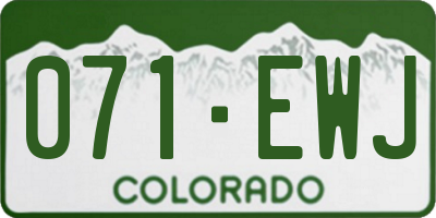 CO license plate 071EWJ