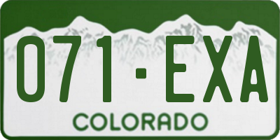 CO license plate 071EXA