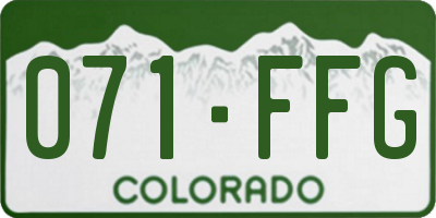 CO license plate 071FFG